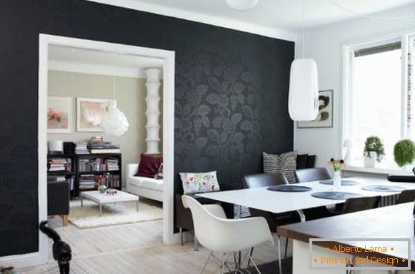 Chic black wallpaper iridescent pattern