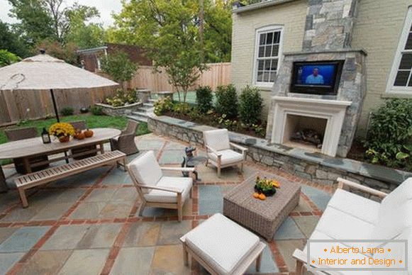 Verandas and terraces with beautiful furniture and decor in the photo