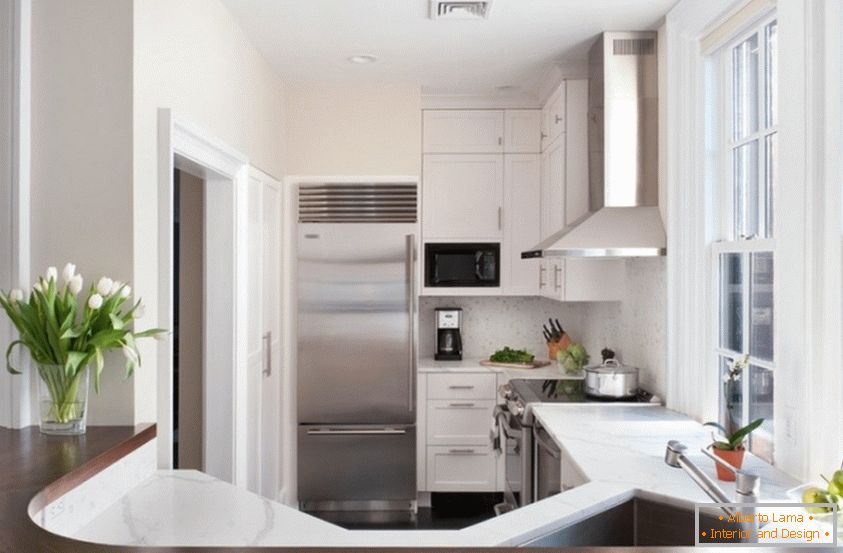 Kitchen interior design in white tones