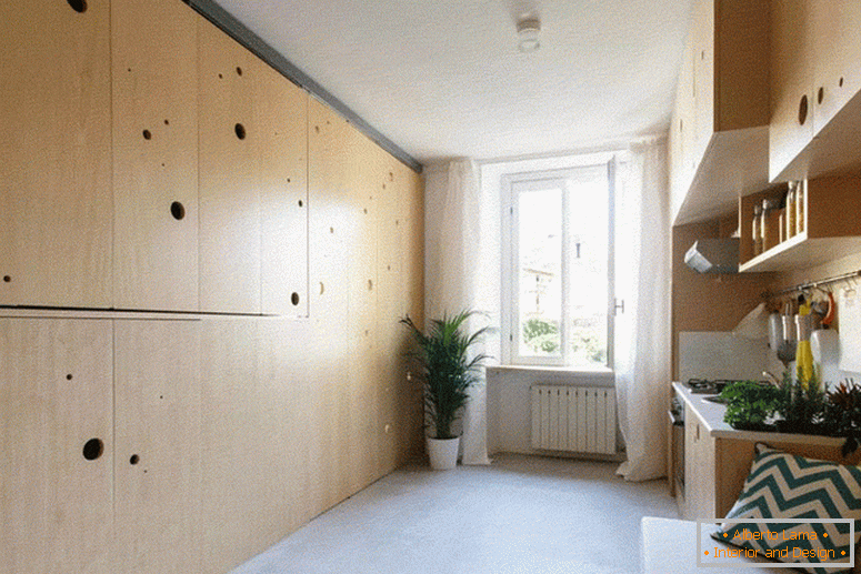 Interior of a small transformed apartment