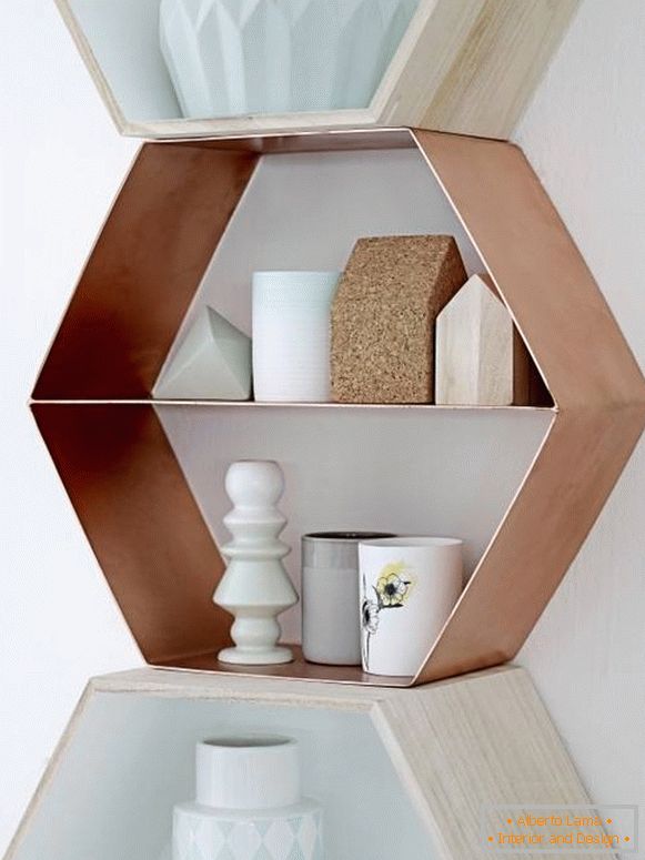 Shelves of a fashionable geometric shape
