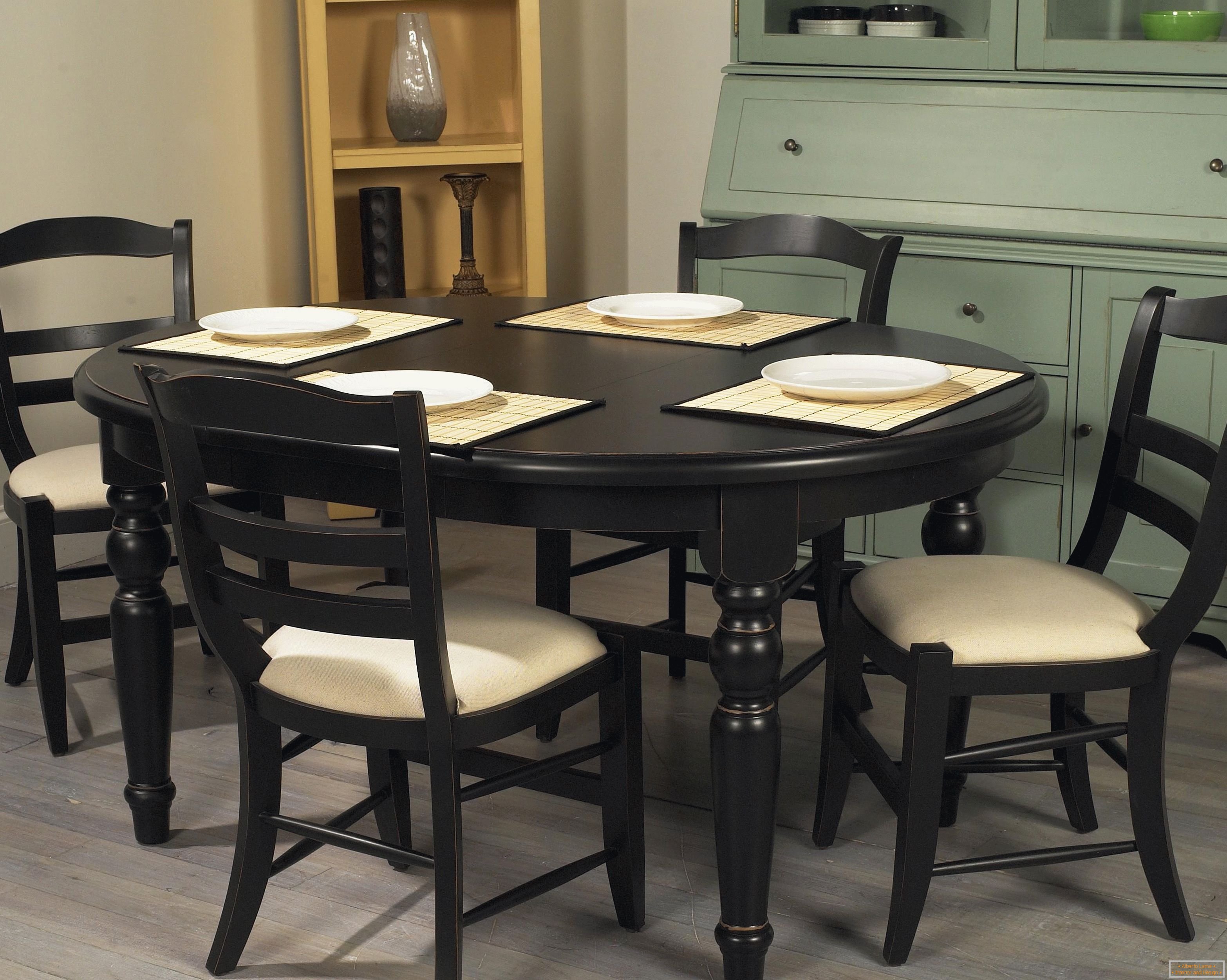 Dining table in the corner of the kitchen