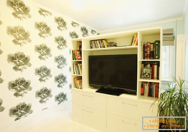 Book shelf with TV niche in the living room
