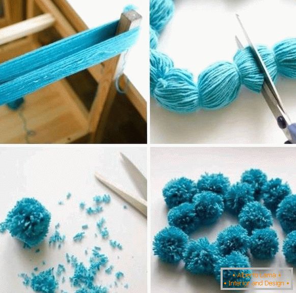 The easiest way to make a plaid of pompoms with your own hands