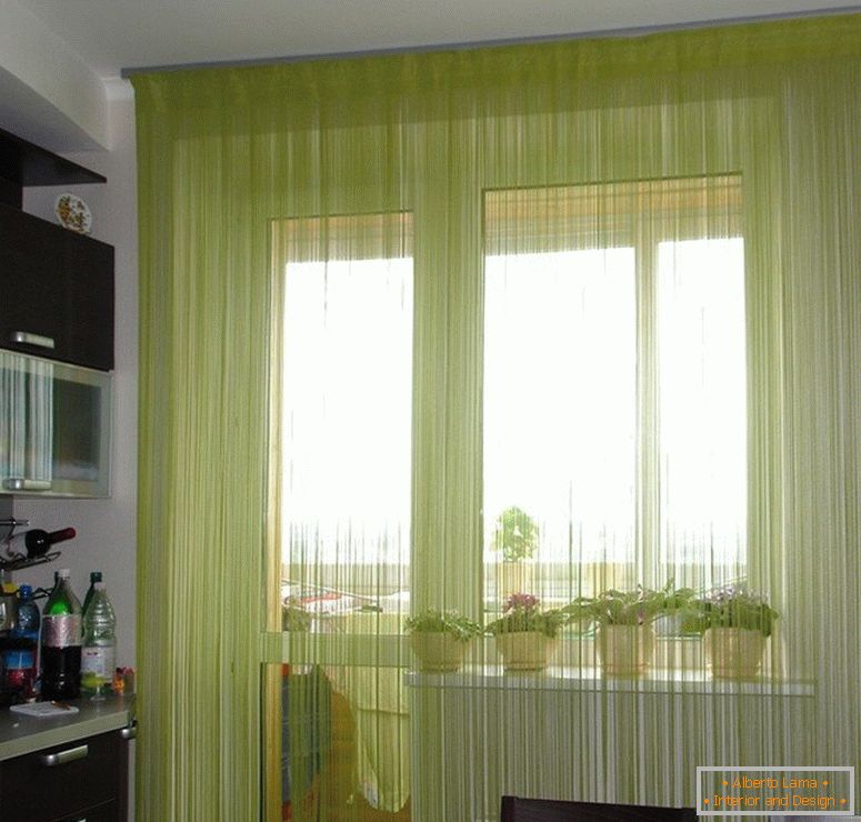 Salad curtains on the balcony door