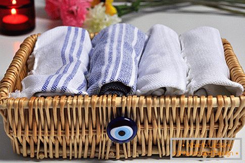 Napkins in a wicker basket