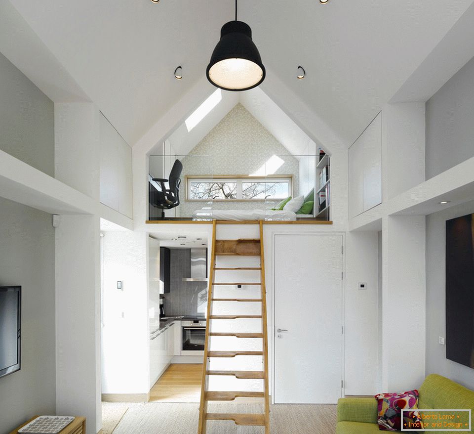 Interior of a two-level cottage