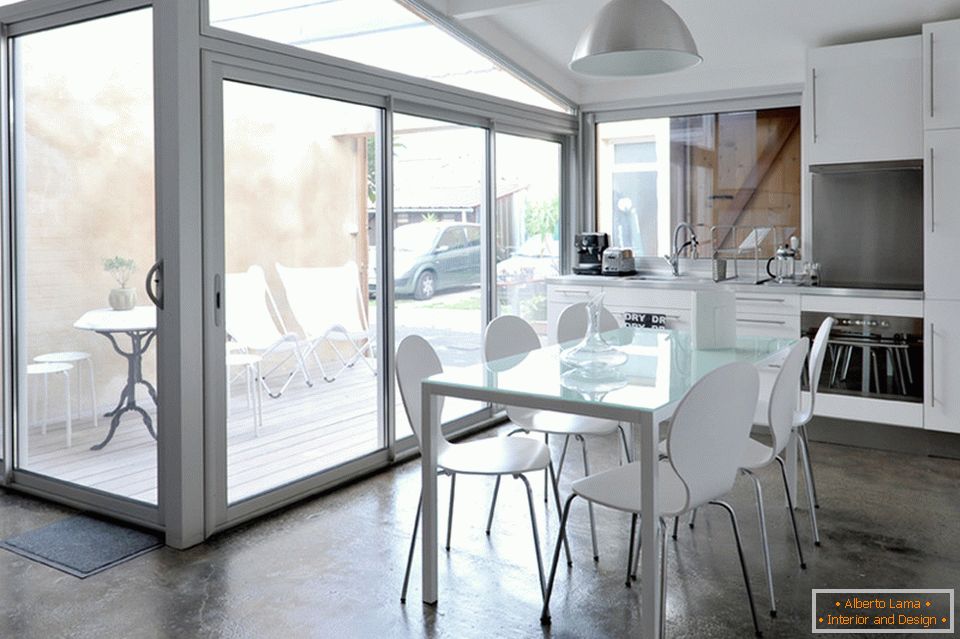 Kitchen interior in the garage