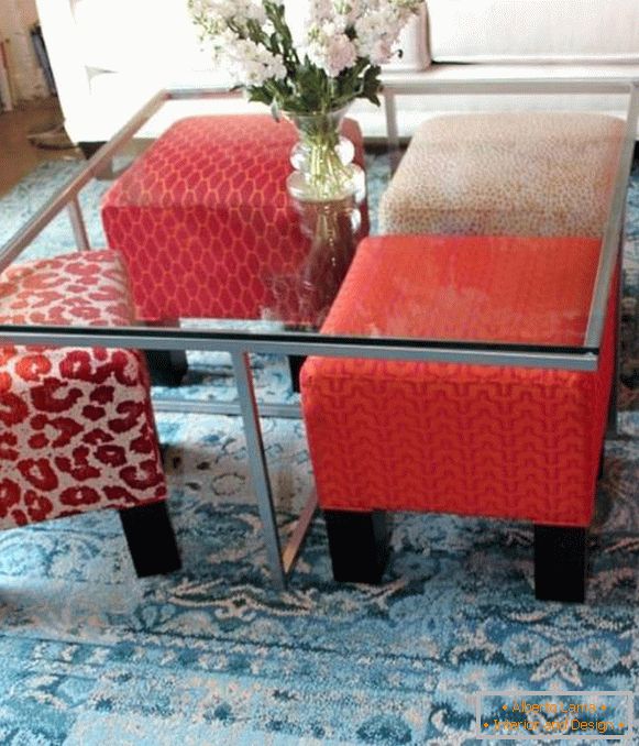 Bright ottomans with patterns