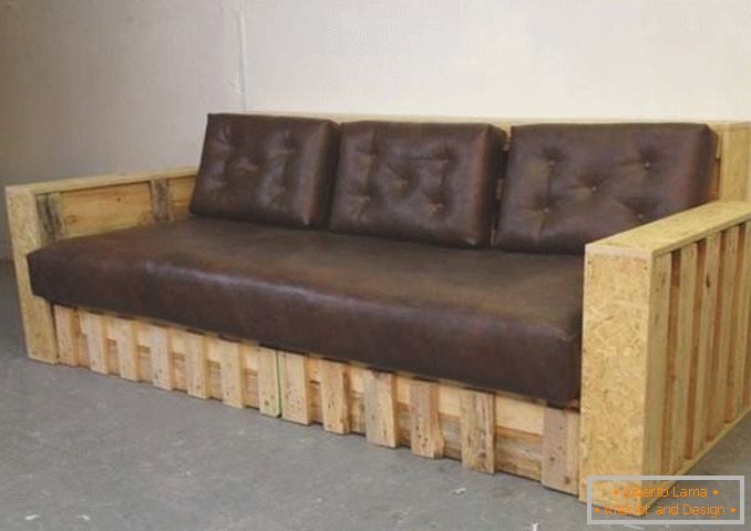 Leather sofa with your hands at home