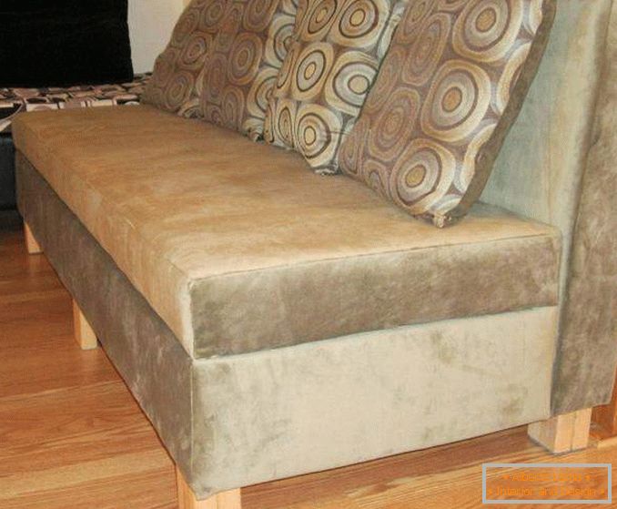 Soft sofa with velvet upholstery