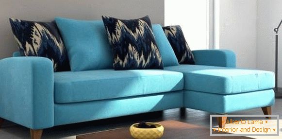 Small corner sofa photo in blue color