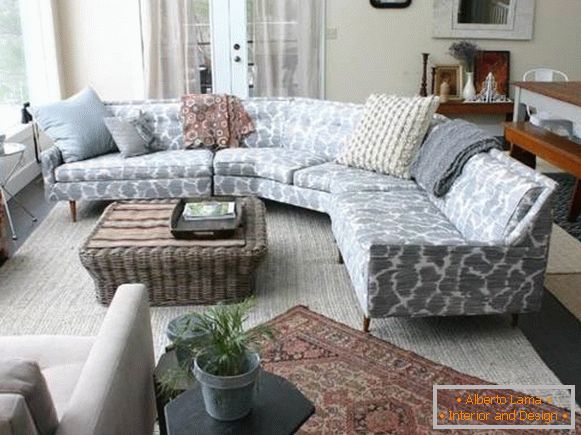 Compact corner sofa in the living room design