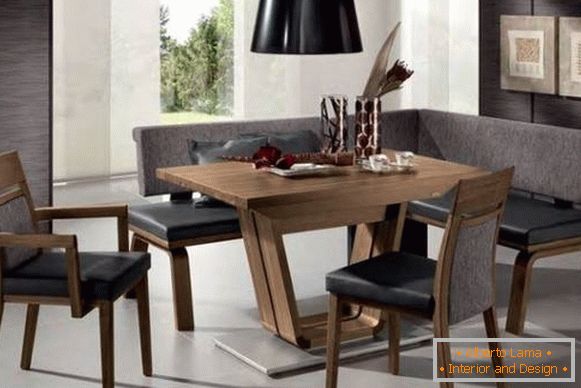 Angular soft furniture for the hall - photo of the dining set