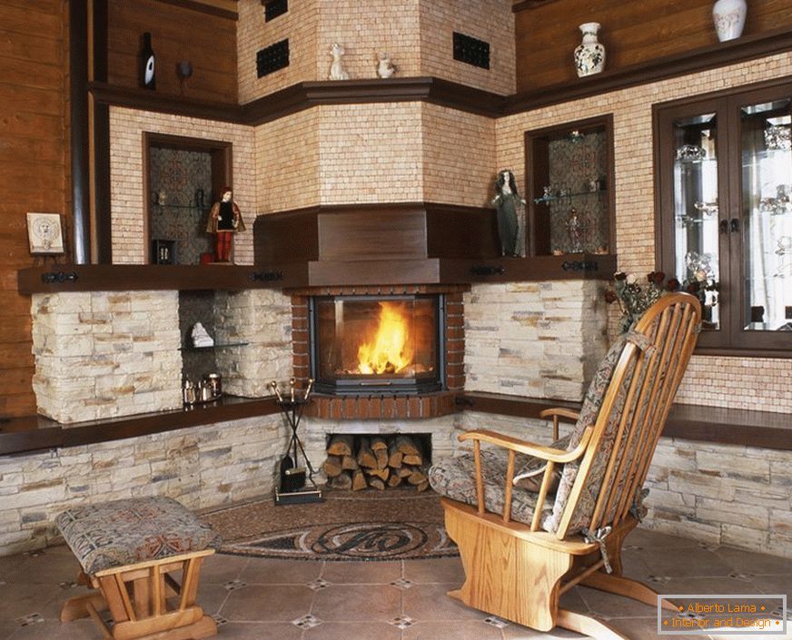 Corner fireplace on the terrace