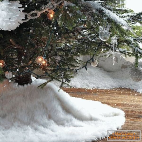 Fur carpet under the tree