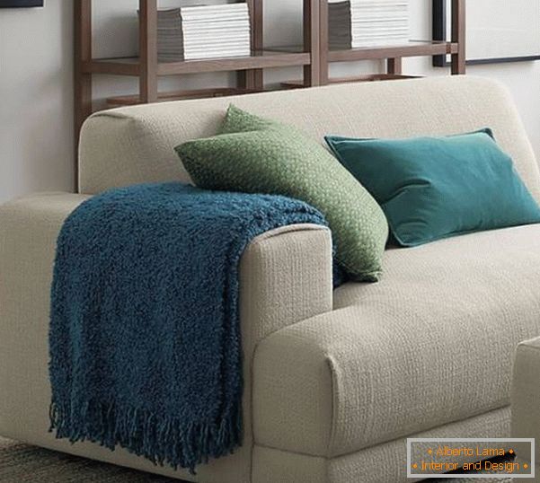 Decoration of the sofa with bright pillows