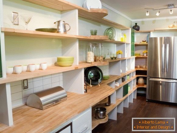 Open shelves in the kitchen