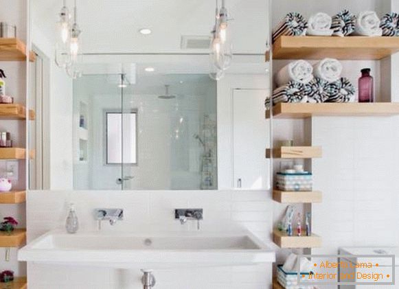 Floating shelves in bathroom design