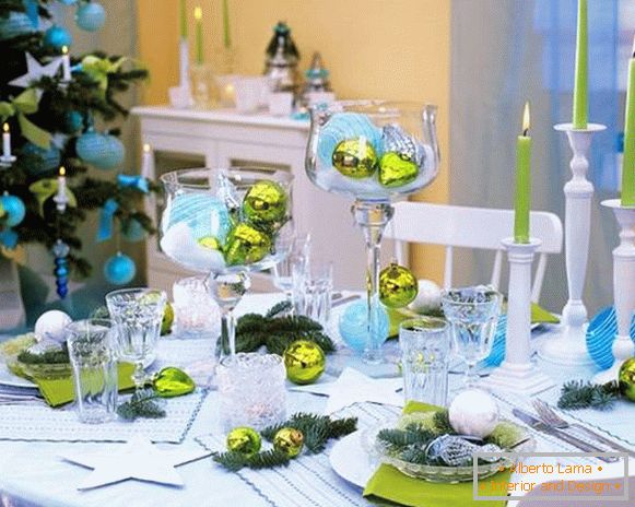 Decoration of the New Year's table 2017 - photo in the interior