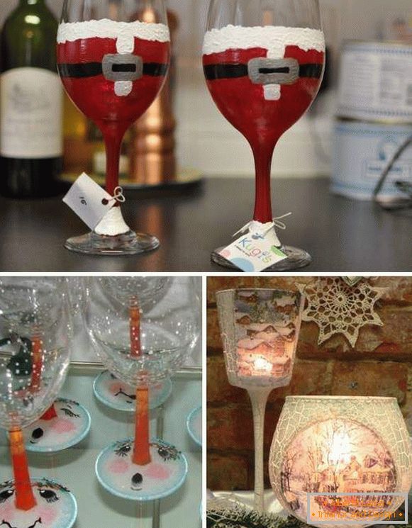 Ideas for decorating the New Year's table - celebratory glasses