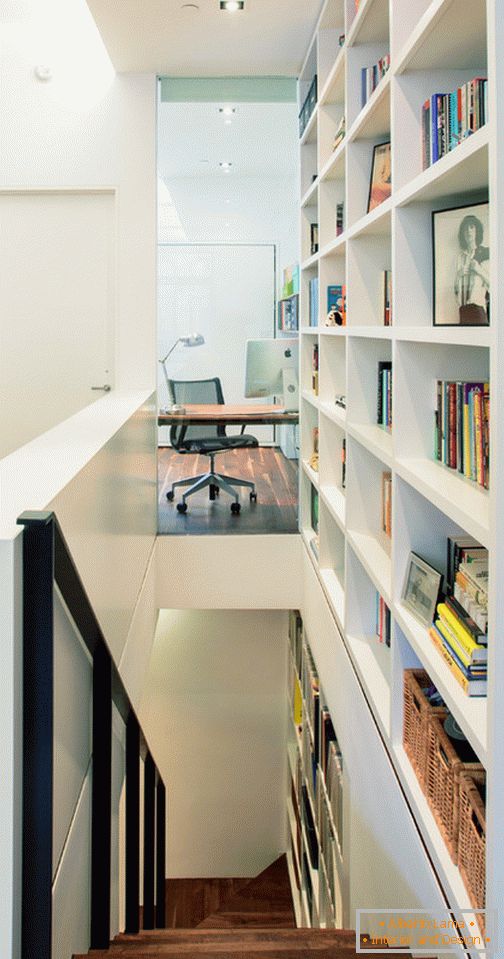 Bookcase along the stairs