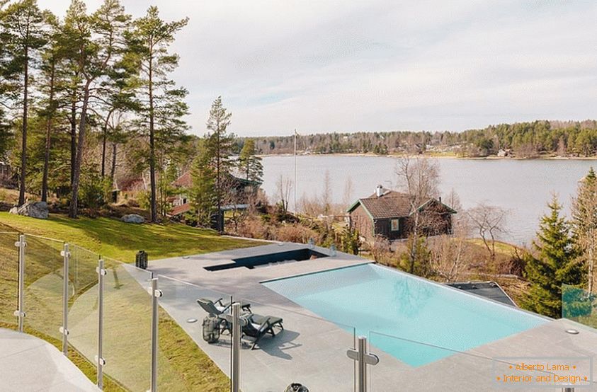 View from the window of a luxury villa in Sweden