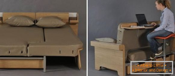 Sofa bed with shelf