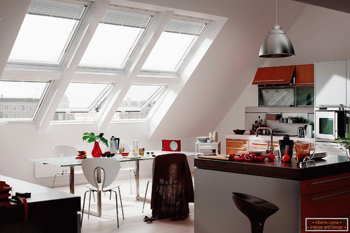 Dining room at the mansard window