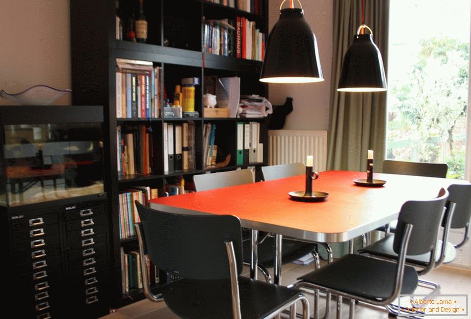 Large bookcase in the dining room