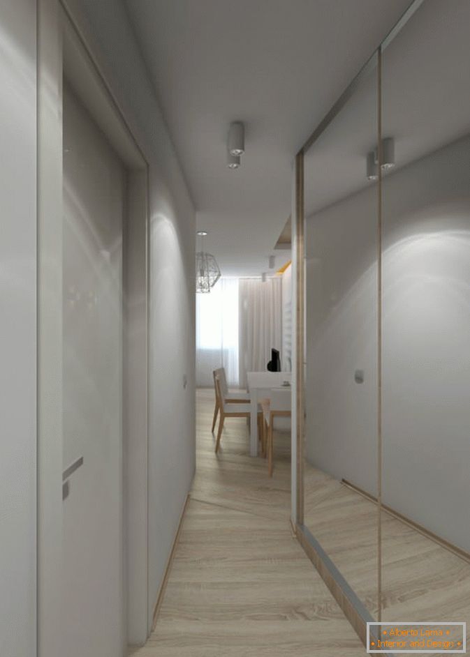 Corridor of narrow studio apartment