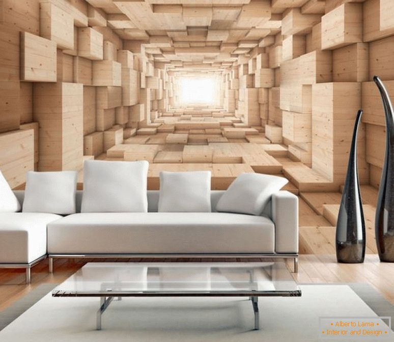 3D wallpaper in the living room