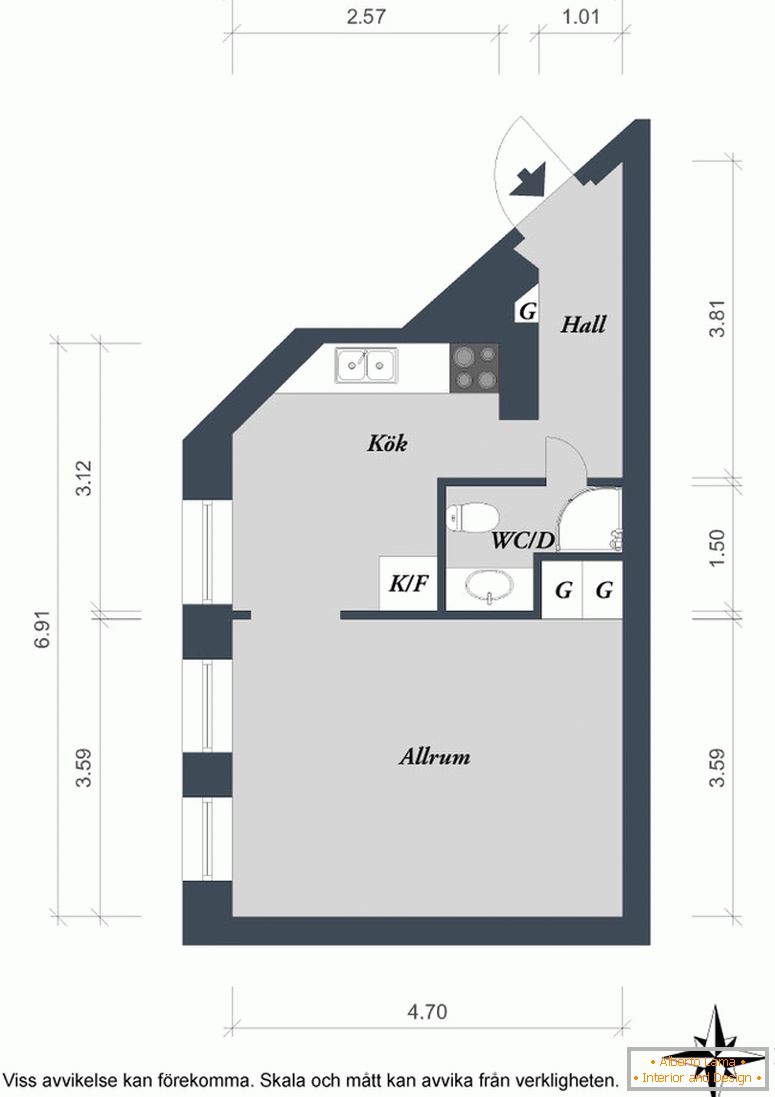 The layout of a small apartment