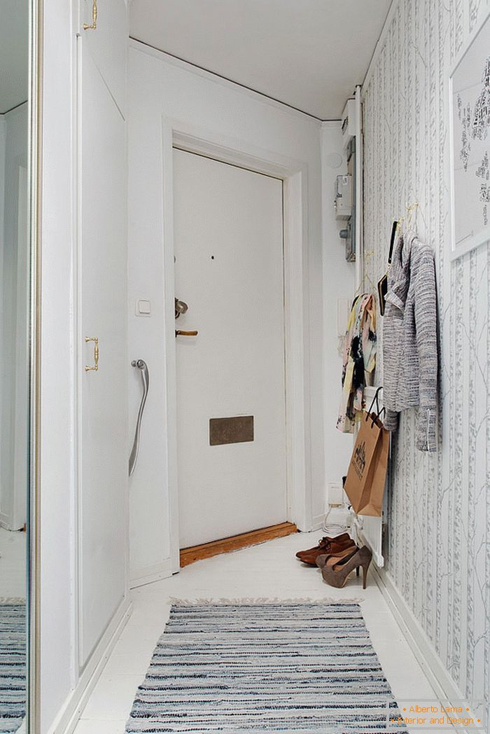 Interior of a small hallway in white color