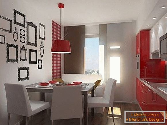 Designing a dining area in the kitchen - photo design of the walls