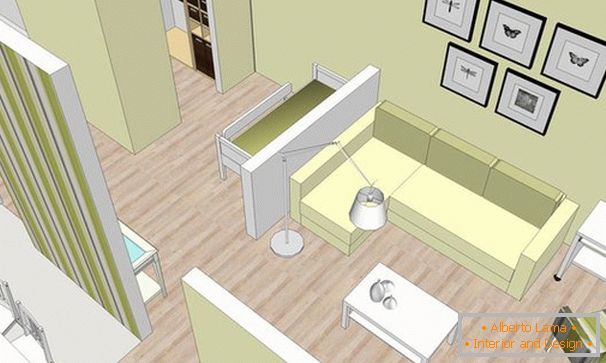 The layout of a two-room apartment