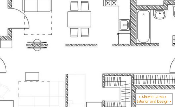 The layout of a two-room apartment