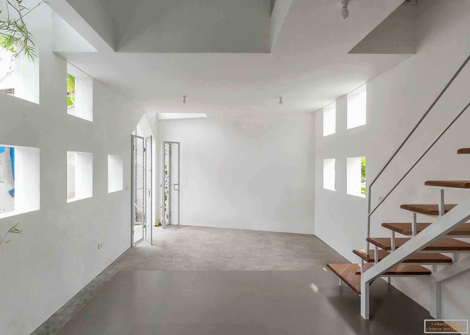 Hall in a narrow concrete house