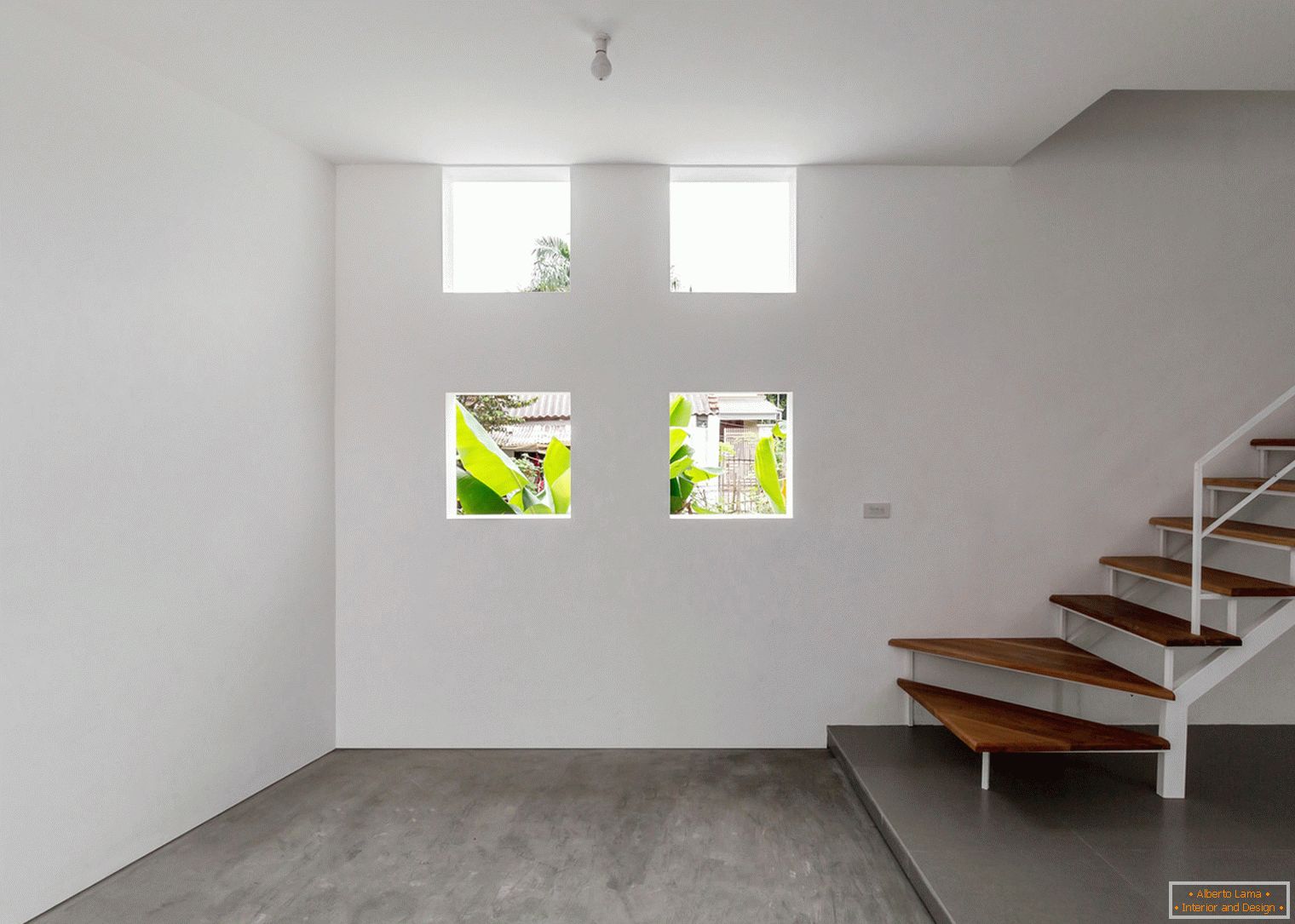 Small windows in a narrow concrete house