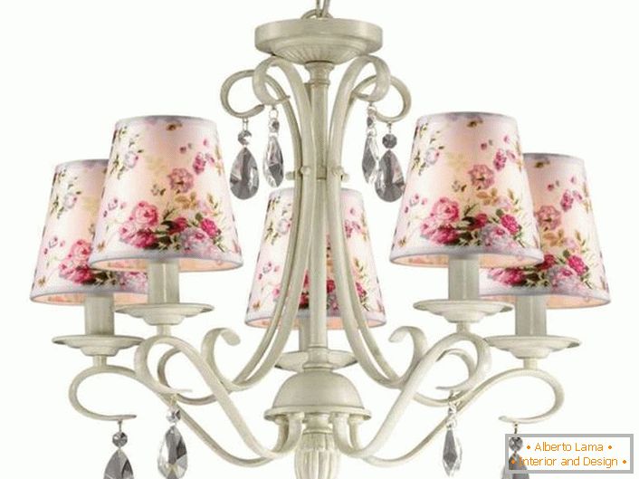 An example of a chandelier for a room, the interior of which is made in the style of French Provence. 