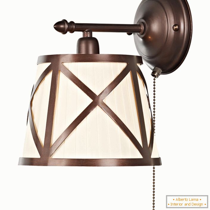 Bedside lamp for bedroom in country style. A great solution for fans to read before bedtime.