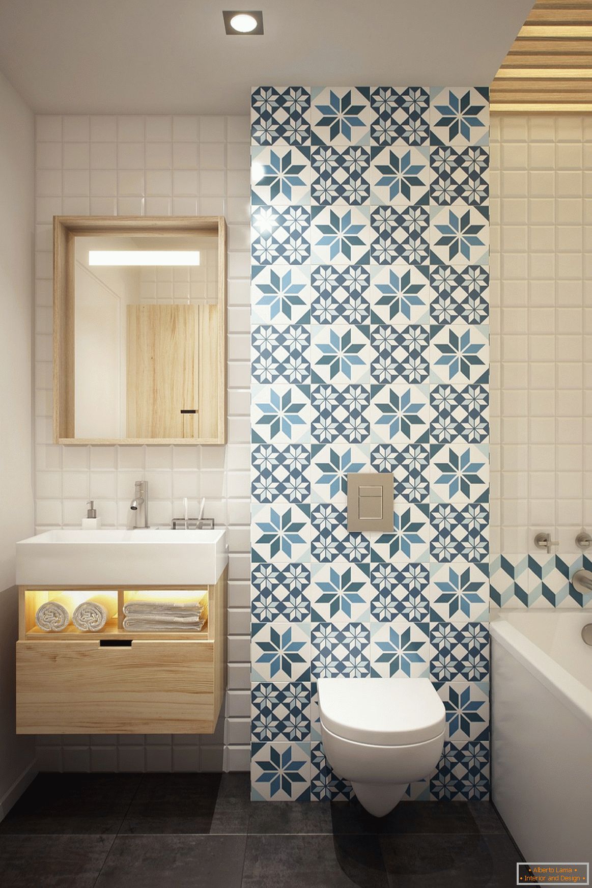 Bathroom design in Scandinavian style