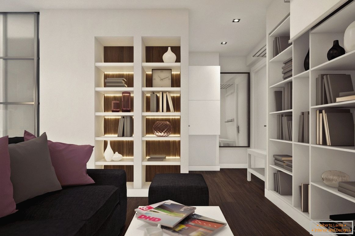 Design of a small studio apartment with lilac accents - фото 2