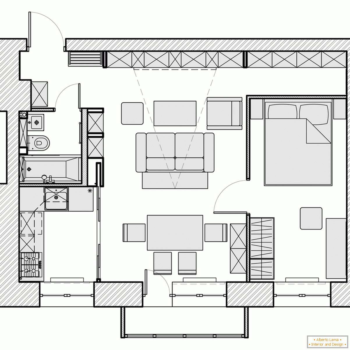The layout of a small studio apartment - фот 3