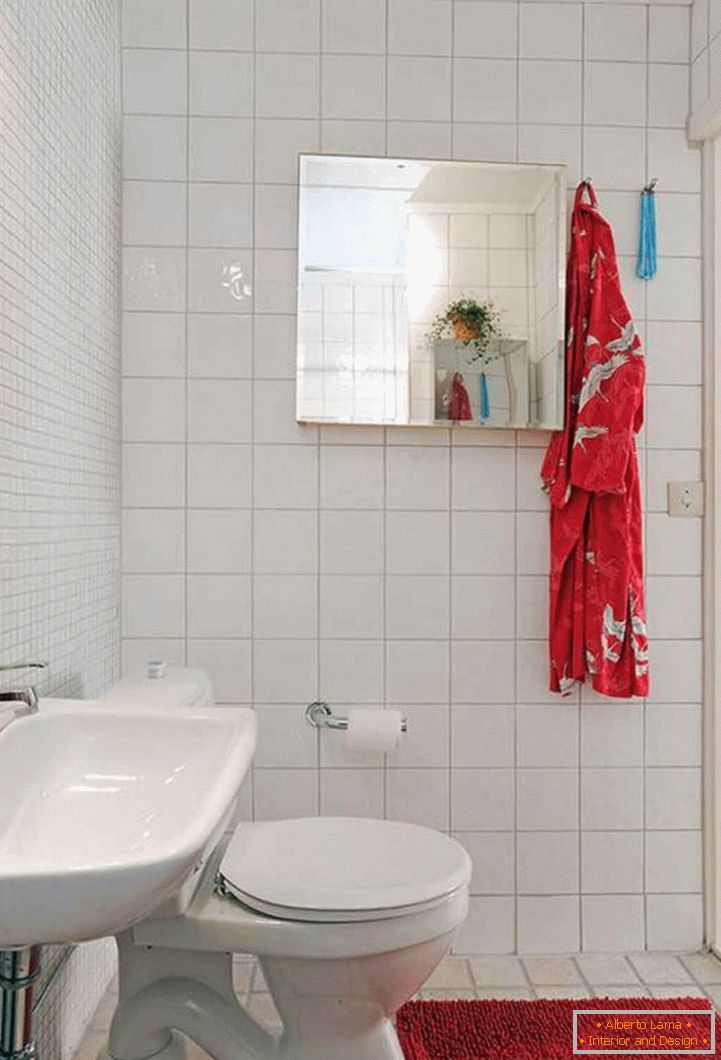 interesting-small-bathroom-design-with-toilet-and-washing-stand-plus-red-bath-mat-on-white-tiles-flooring-as-well-as-mirrored-recessed-medicine-cabinets-744x1095