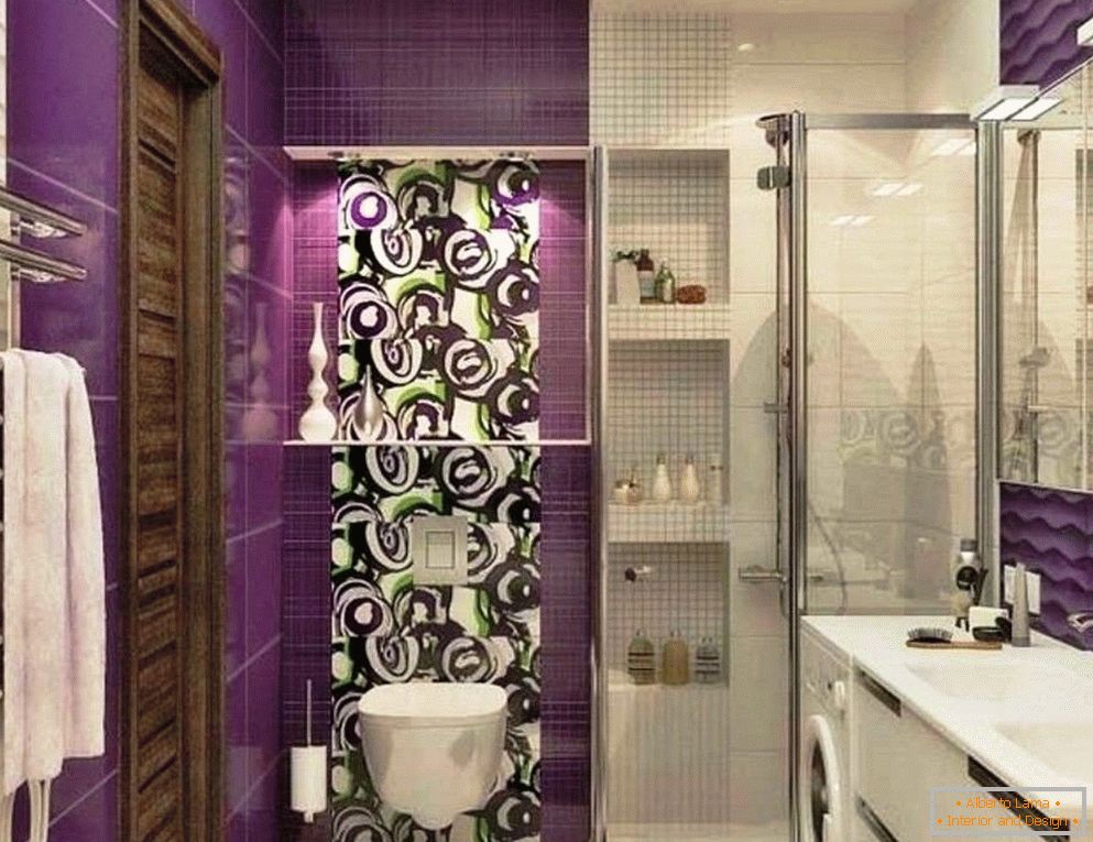 Lilac bathroom with shower