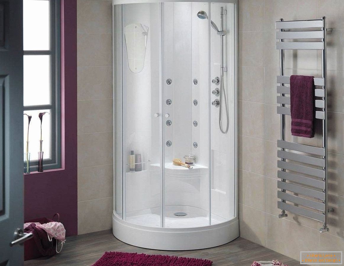 Shower cabin with hydromassage and seat