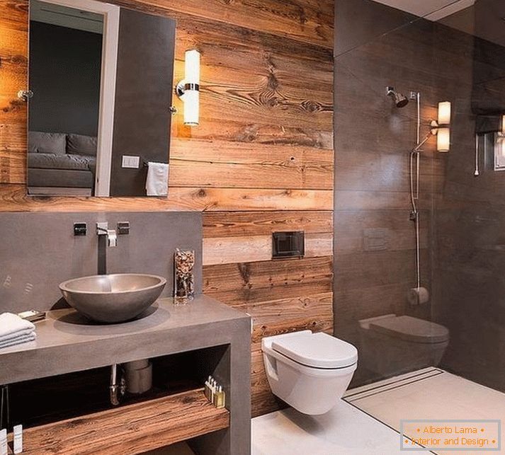 Combined bathroom with shower cabin