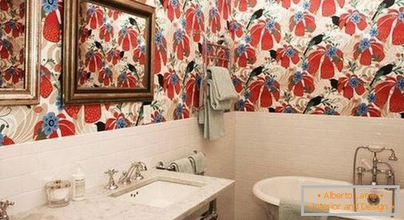 Decorating bathroom wallpaper, photo 33