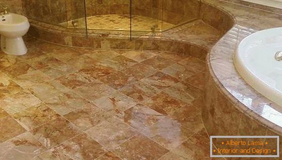 Floor made of natural stone in the bathroom, photo 43